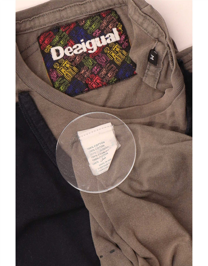 Desigual T-Shirt Homme Gris Moyen Colourblock Cotton