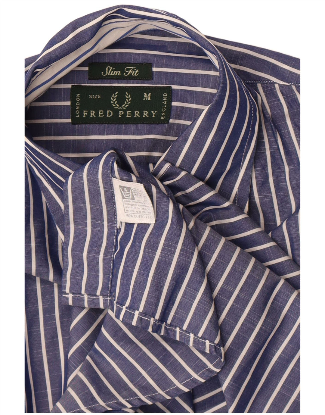 Fred Perry Chemise Slim Fit Homme Bleu Moyen Rayé Coton