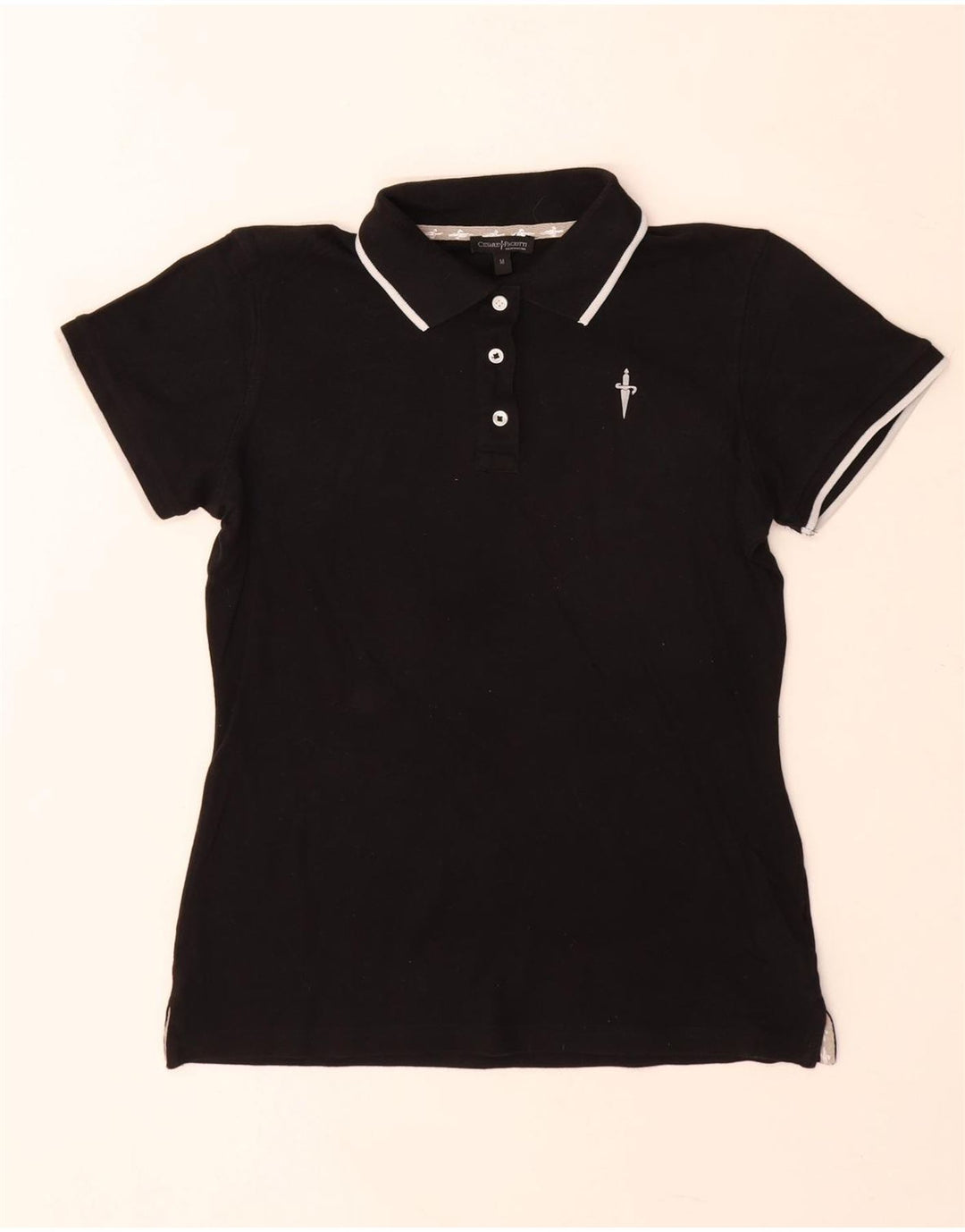 Cesare Paciotti Polo Femme UK 12 Coton Noir Moyen