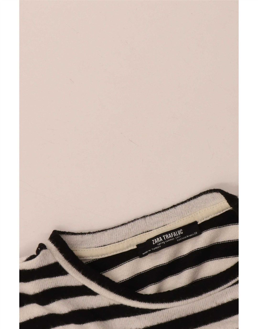 Zara Womens T-Shirt Oversize UK 14 Medium Noir Rayé