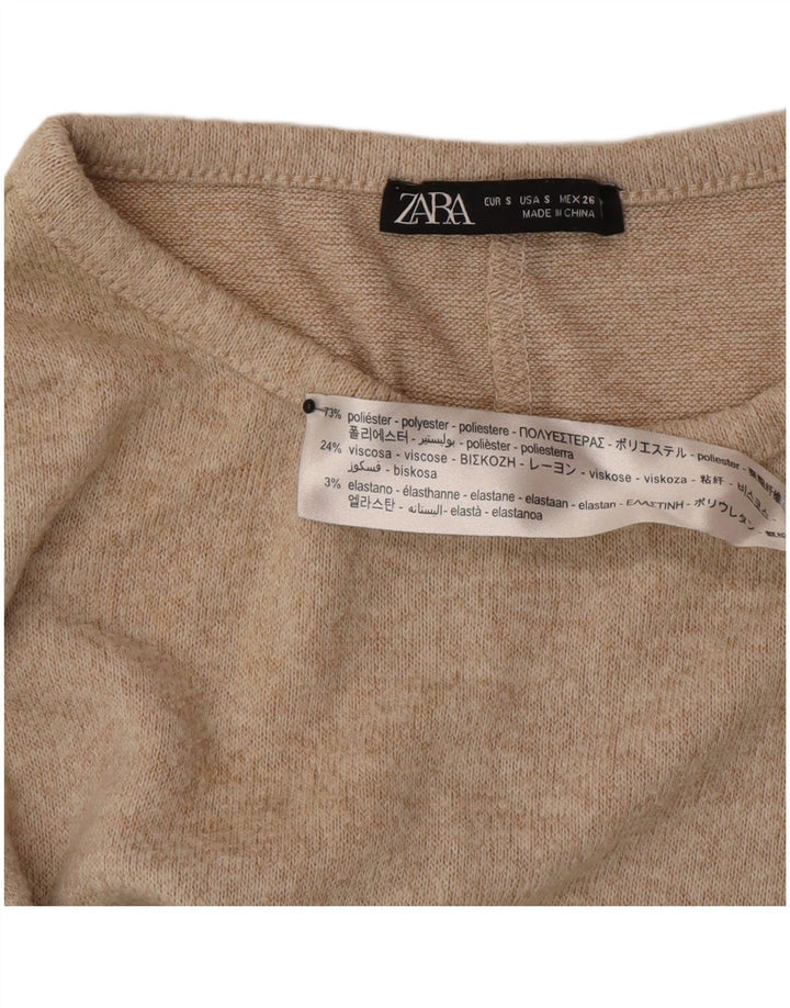 Zara Femme Robe Pull UK 10 Petit Beige Polyester