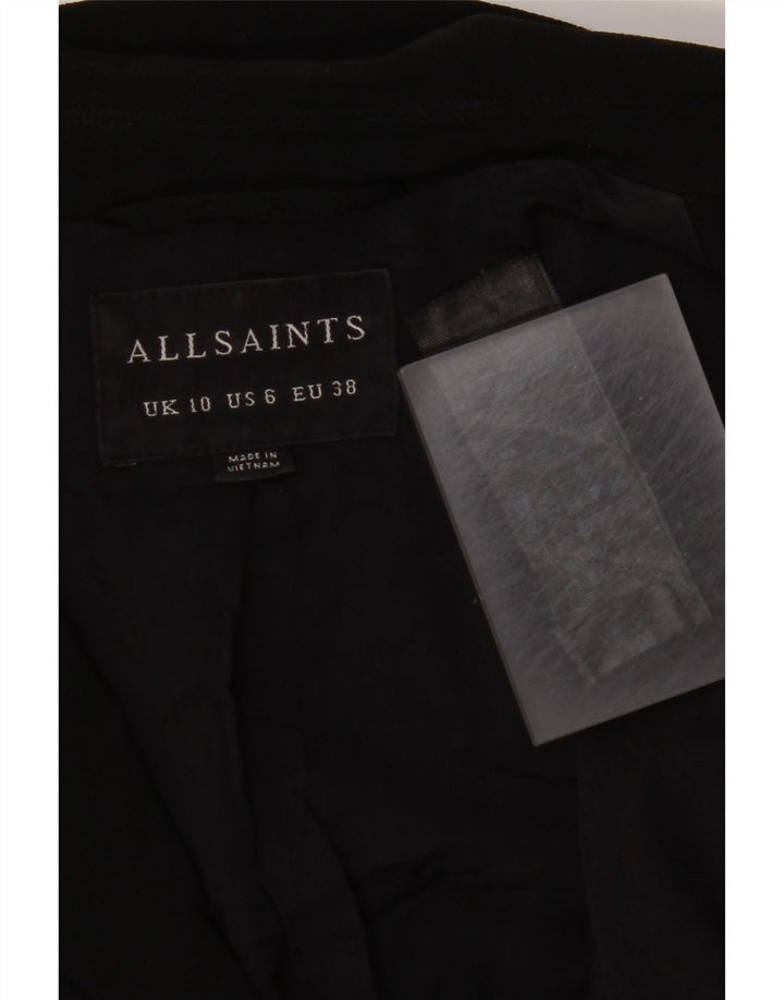 ALL SAINTS Veste Blazer Ouverte Femme UK 10 Petit Noir Polyester
