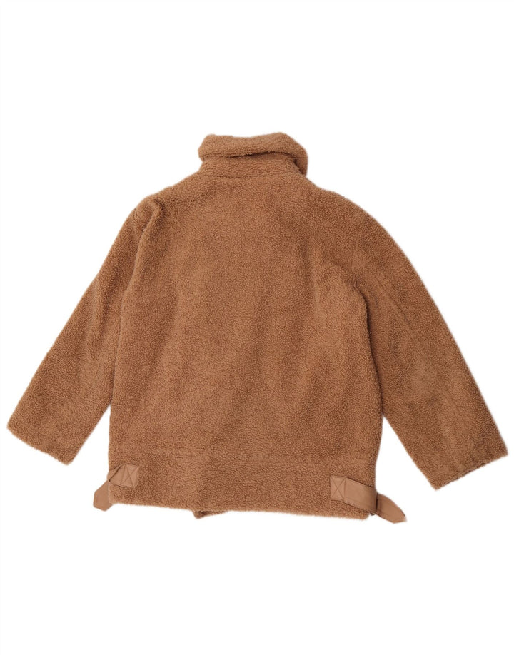 Topshop Veste de motard pour femme Petite Teddy Bear UK 10 Small Marron Polyester