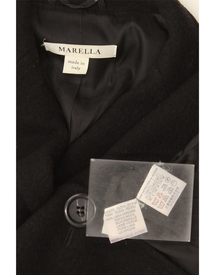 Marella Veste blazer à 2 boutons pour femme UK 10 Petite laine noire