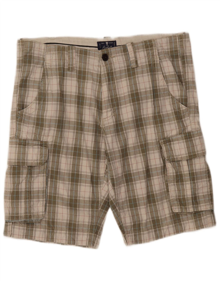 VINTAGE Short Cargo Homme IT 50 Grand W38 Carreau Vert