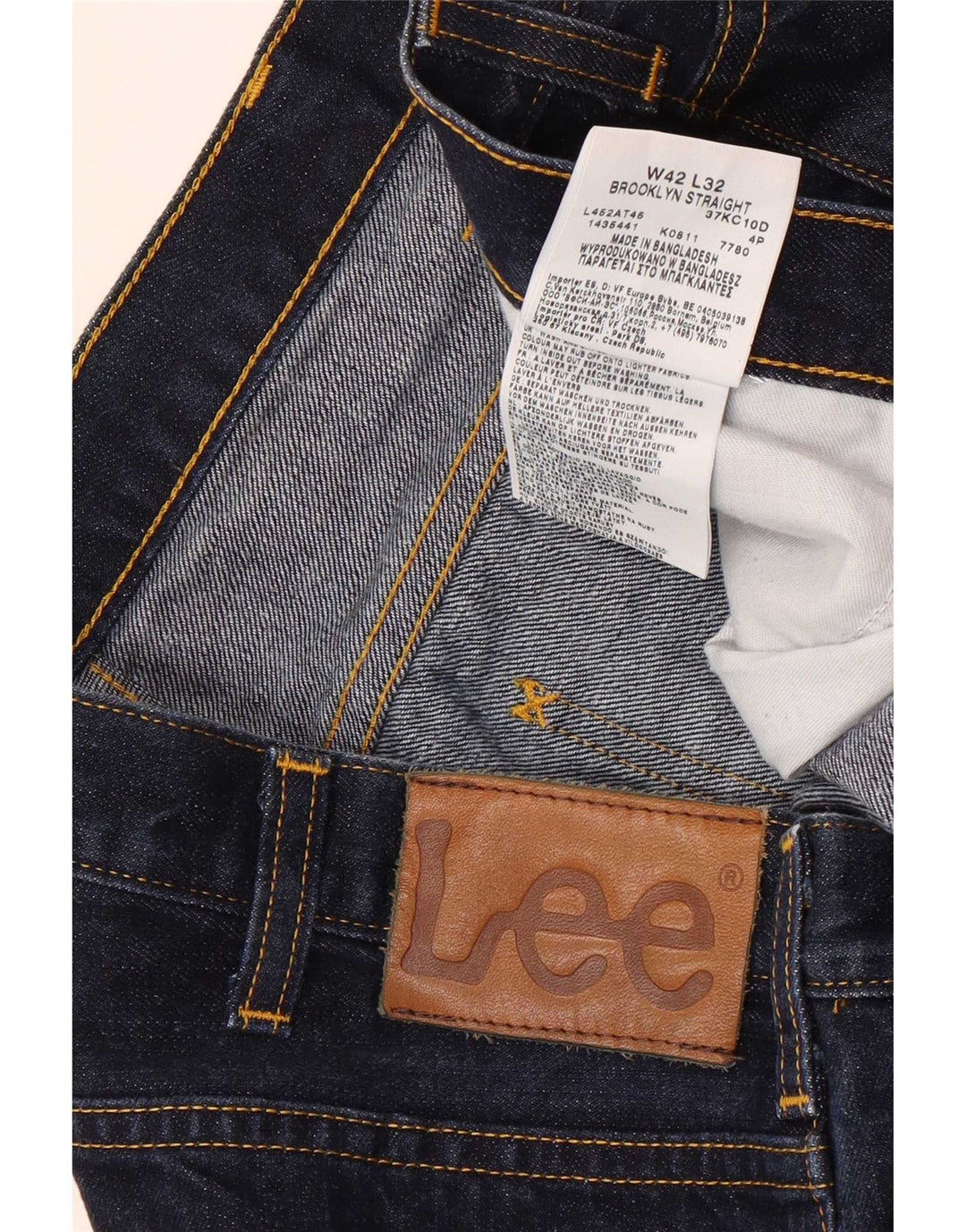 Lee Jean Droit Brooklyn Homme W42 L32 Bleu Marine Coton
