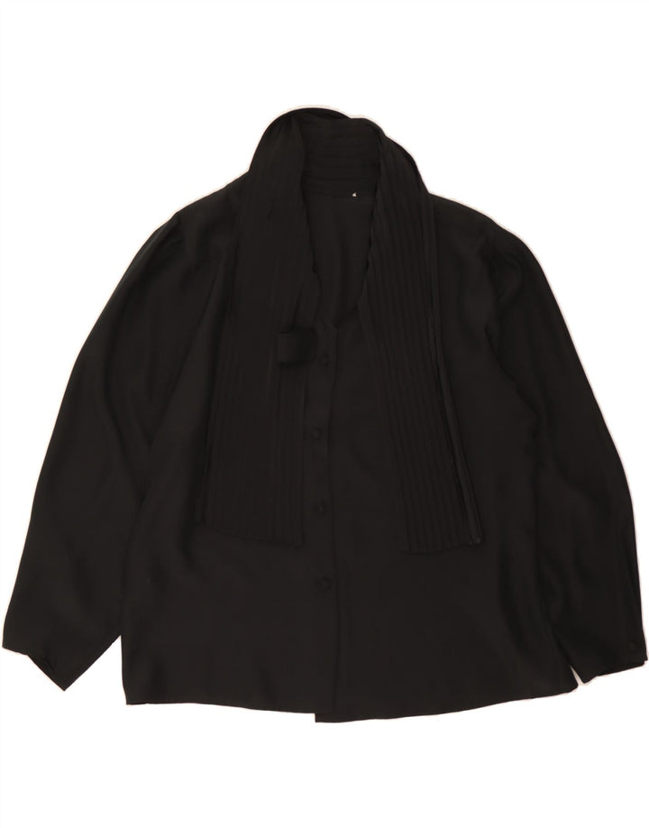 VINTAGE Womens Front Tie Shirt Blouse EU 45 XL Black Polyester Vintage Vintage and Second-Hand Vintage from Messina Hembry 