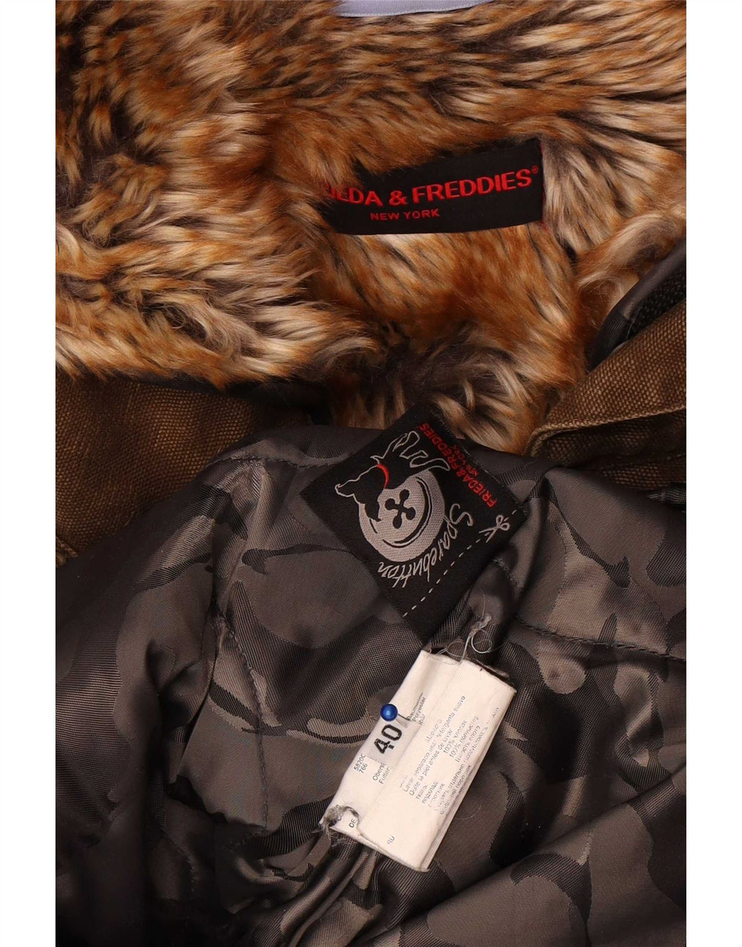 Frieda & Freddies Veste Parka à capuche pour femme EU 40 Coton kaki moyen