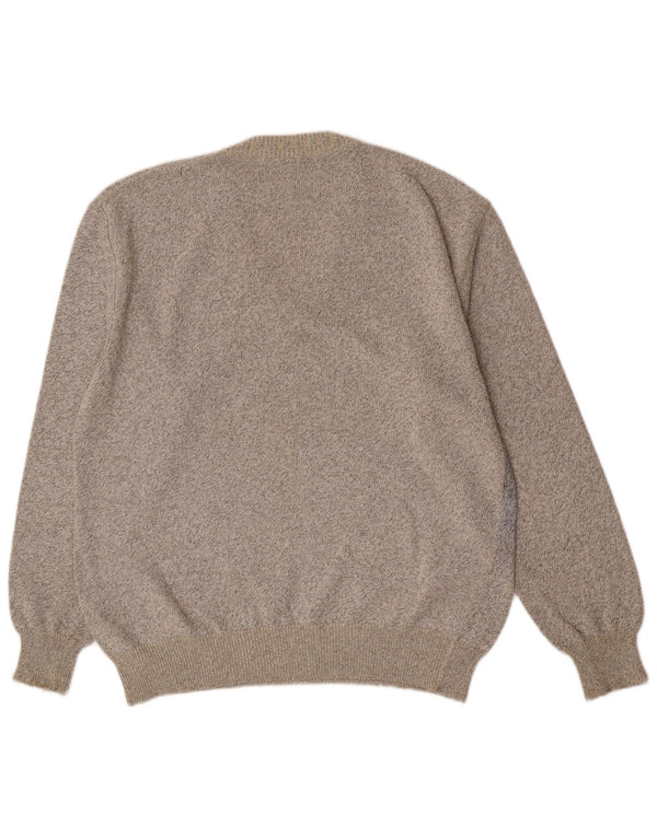 Corradi Mens V-Neck Jumper Sweater Medium Grey Geometric