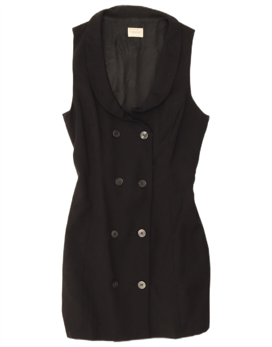 Benetton Veste blazer longue sans manches pour femme IT 44 Noir moyen