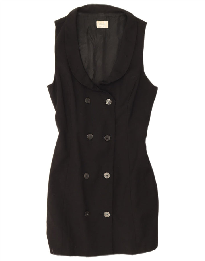 Benetton Veste blazer longue sans manches pour femme IT 44 Noir moyen