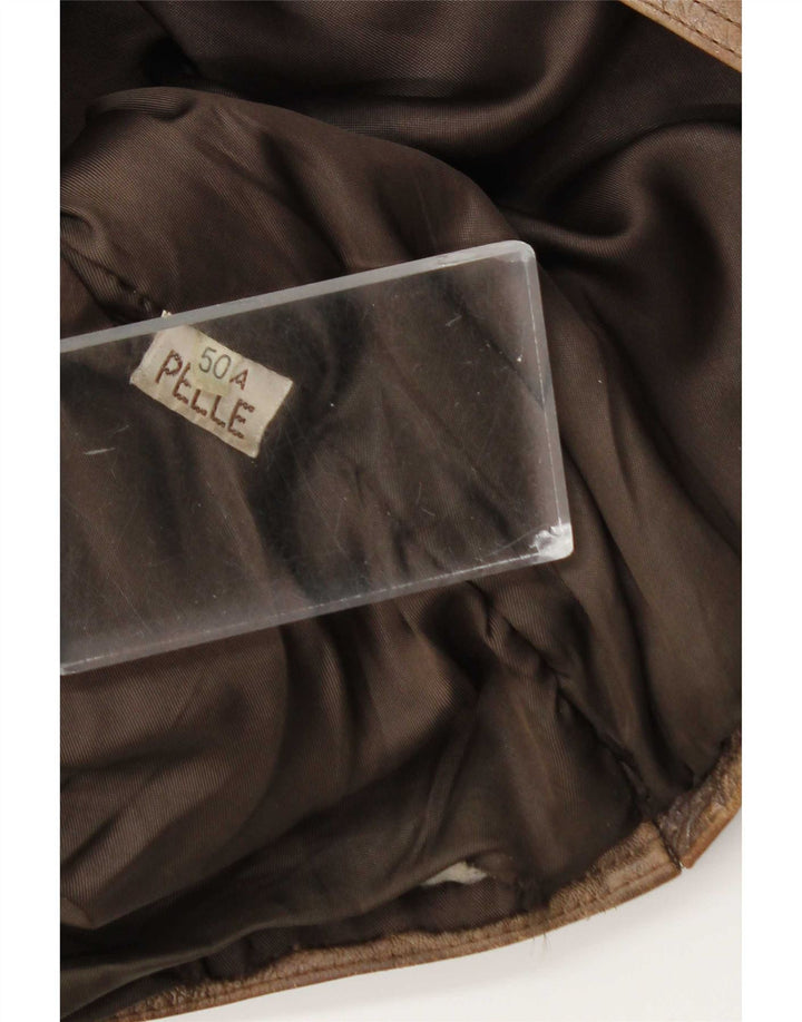 veste en cuir homme vintage IT 50 Grand cuir marron