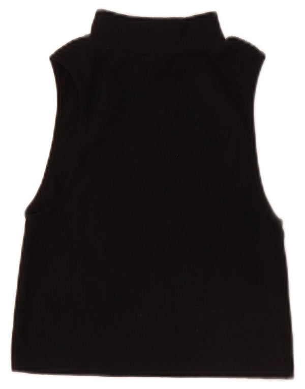 Zara Womens Crop Débardeur UK 12 Moyen Noir