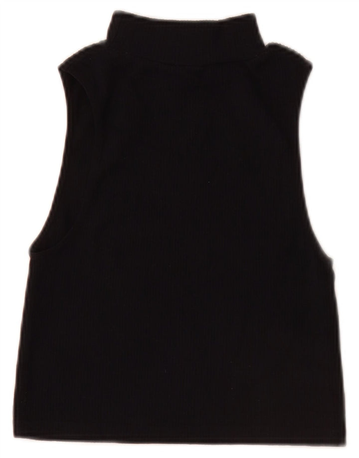 Zara Womens Crop Débardeur UK 12 Moyen Noir