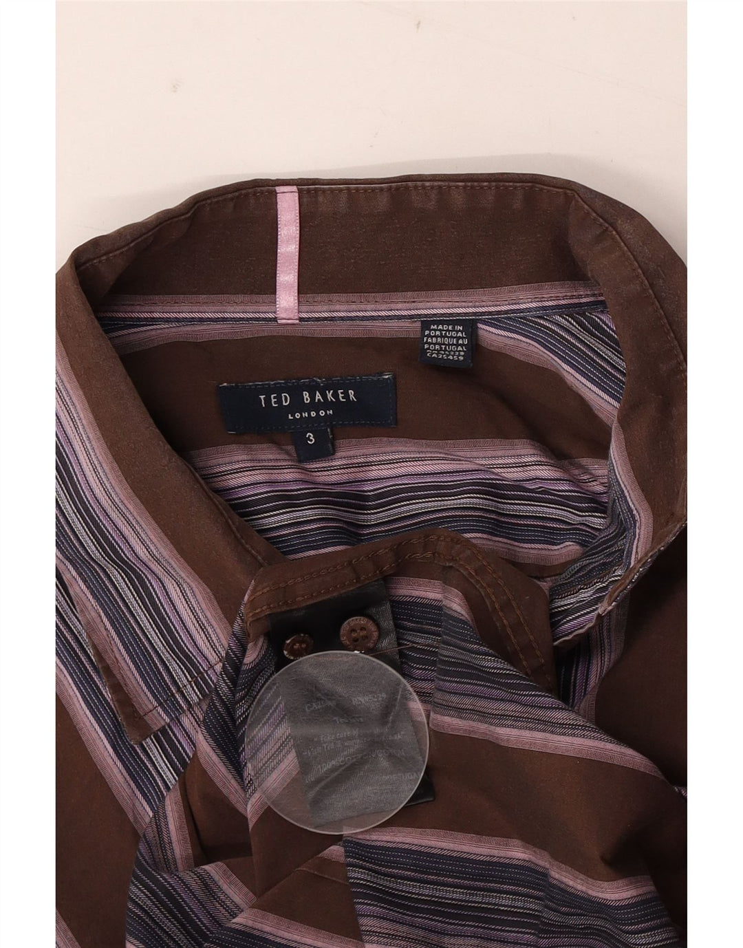 Ted Baker Chemise Homme Taille 3 Coton Rayé Marron Moyen