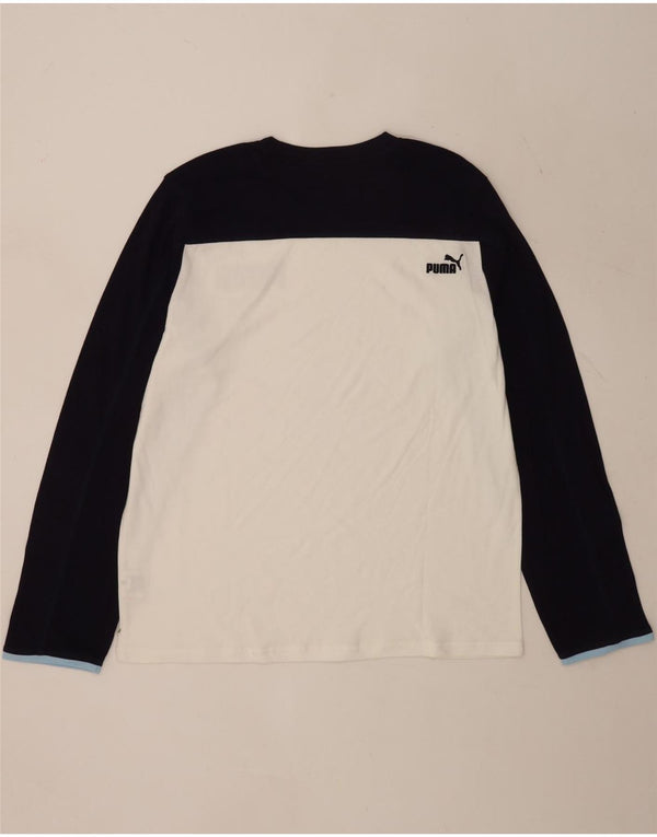 Puma Haut graphique à manches longues pour homme XL en coton color block blanc