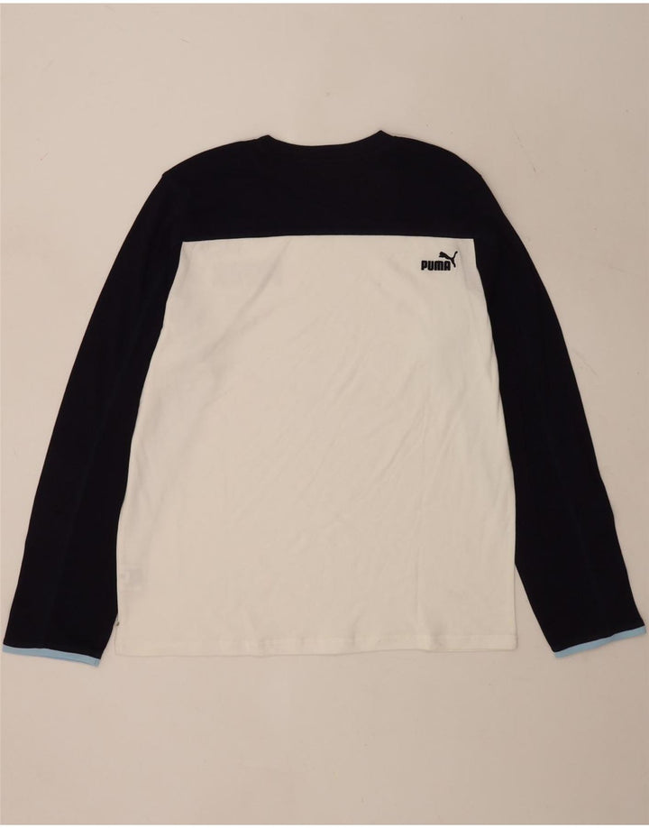 Puma Haut graphique à manches longues pour homme XL en coton color block blanc