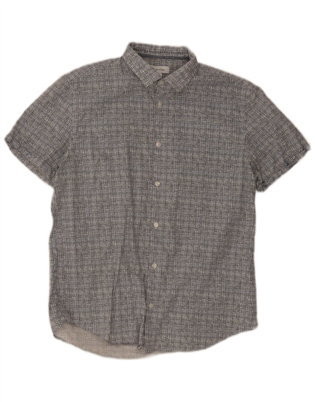 Calvin Klein Chemise à manches courtes homme en coton vichy gris moyen