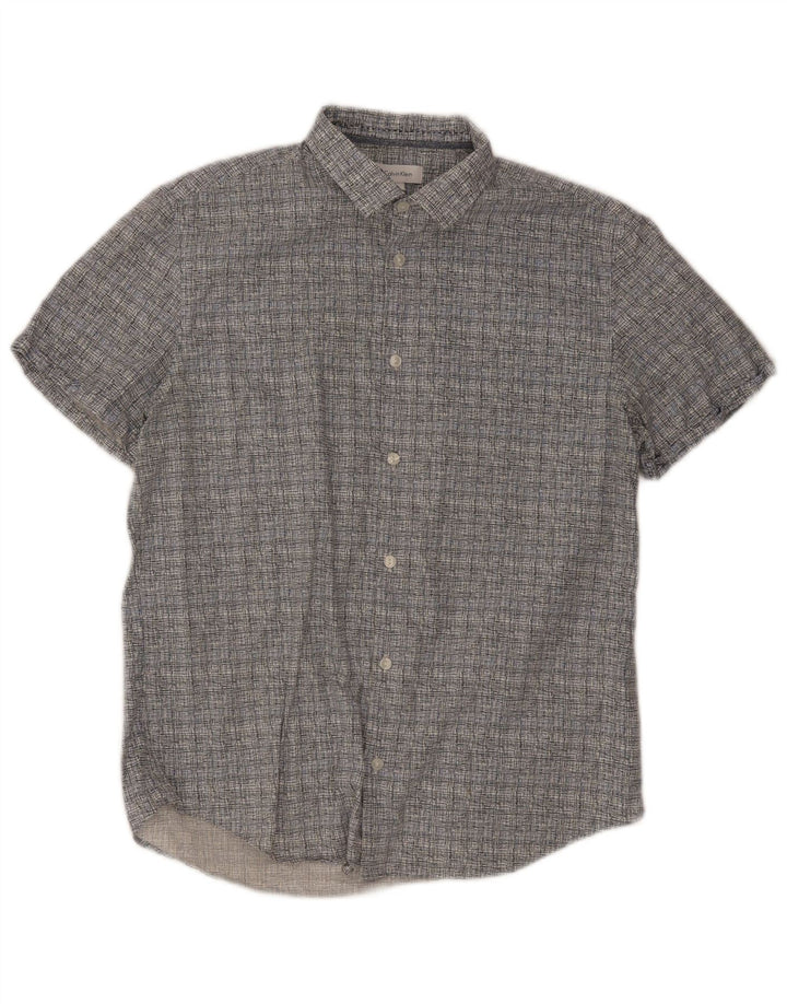 Calvin Klein Chemise à manches courtes homme en coton vichy gris moyen