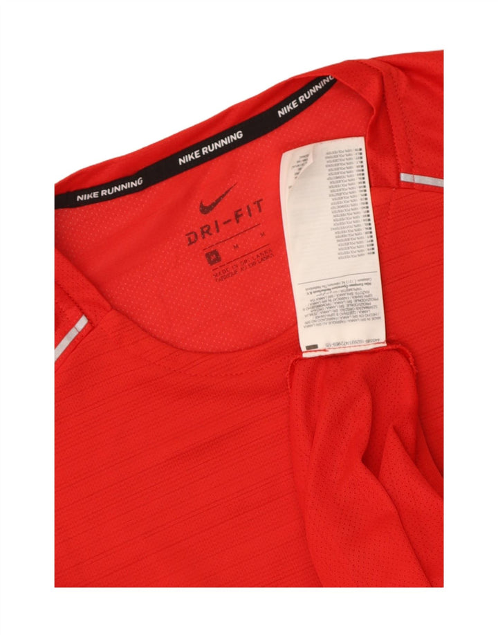 Nike T-shirt Dri Fit pour homme en polyester à fines rayures rouge moyen
