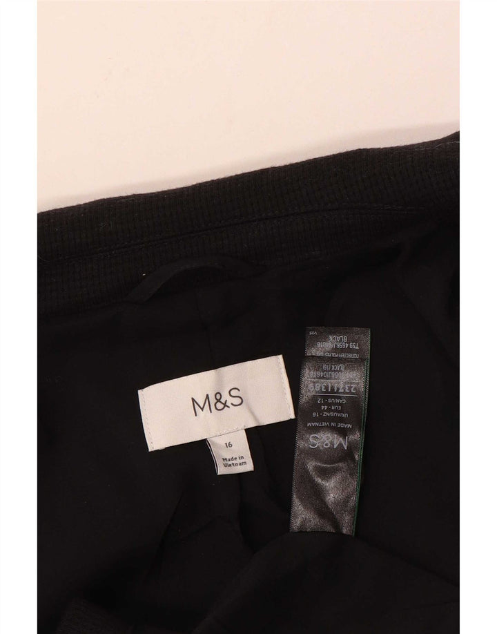 Marks & Spencer Veste blazer à 1 bouton pour femme UK 16 Grand coton noir