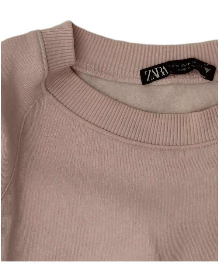 Zara Sweat-shirt court surdimensionné pour femme UK 14 en coton rose moyen