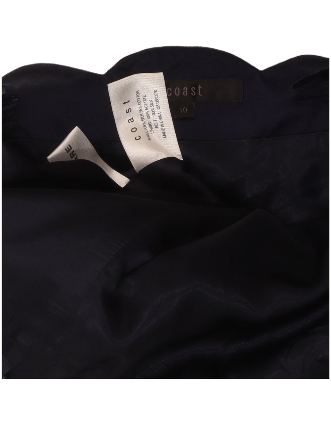 COAST Haut Corset Femme UK 10 Petite Soie Florale Bleu Marine