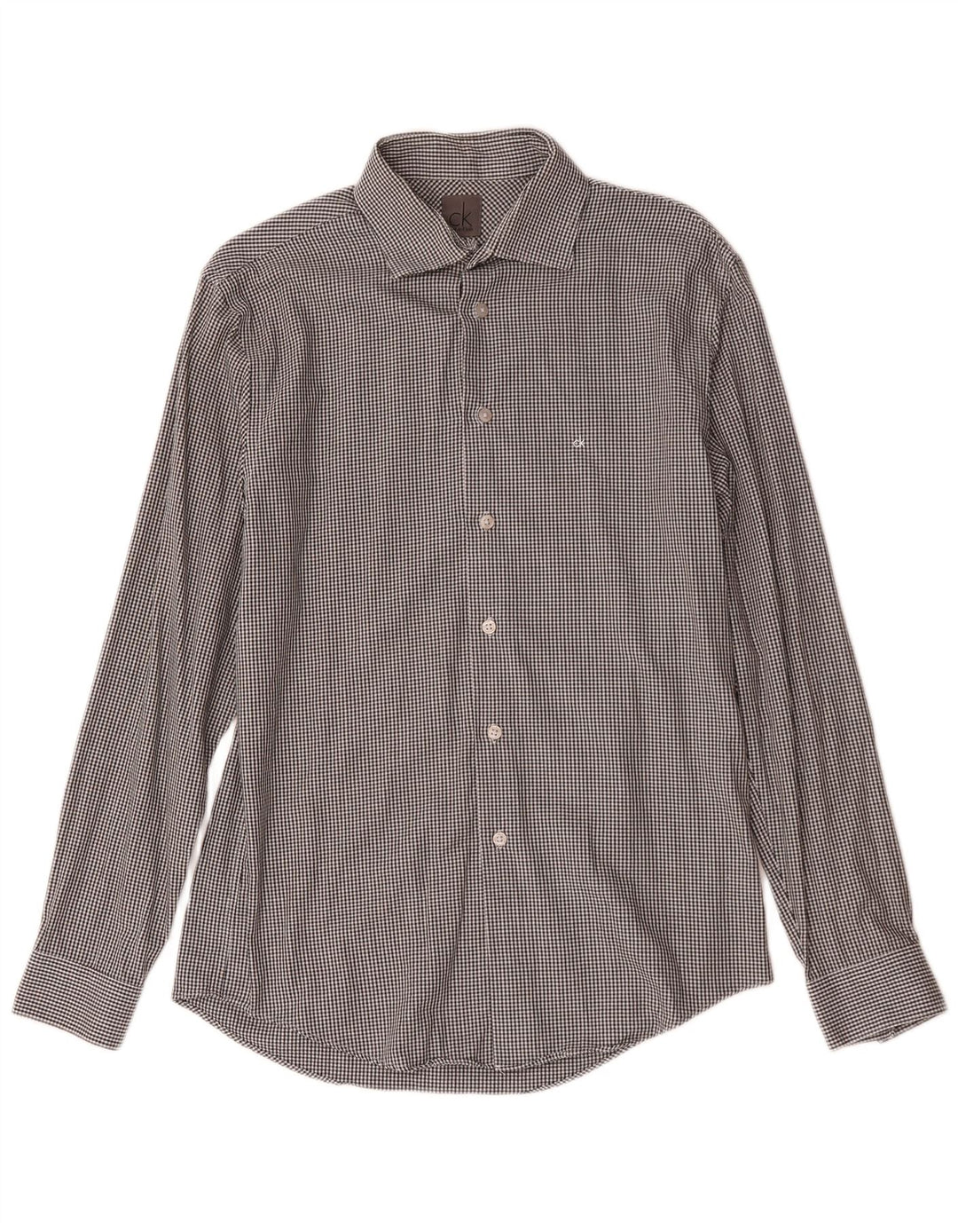 Calvin Klein Chemise slim fit pour homme Taille 39 15 1/2 Pied-de-poule gris moyen