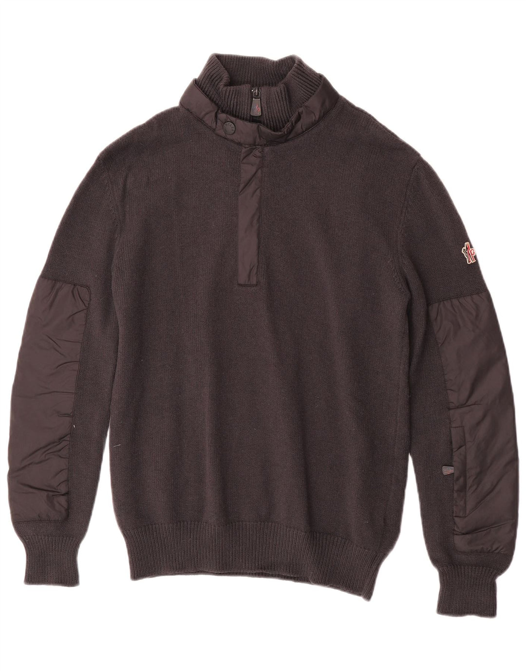 Moncler Hommes Zip Neck Jumper Pull Large Gris Laine