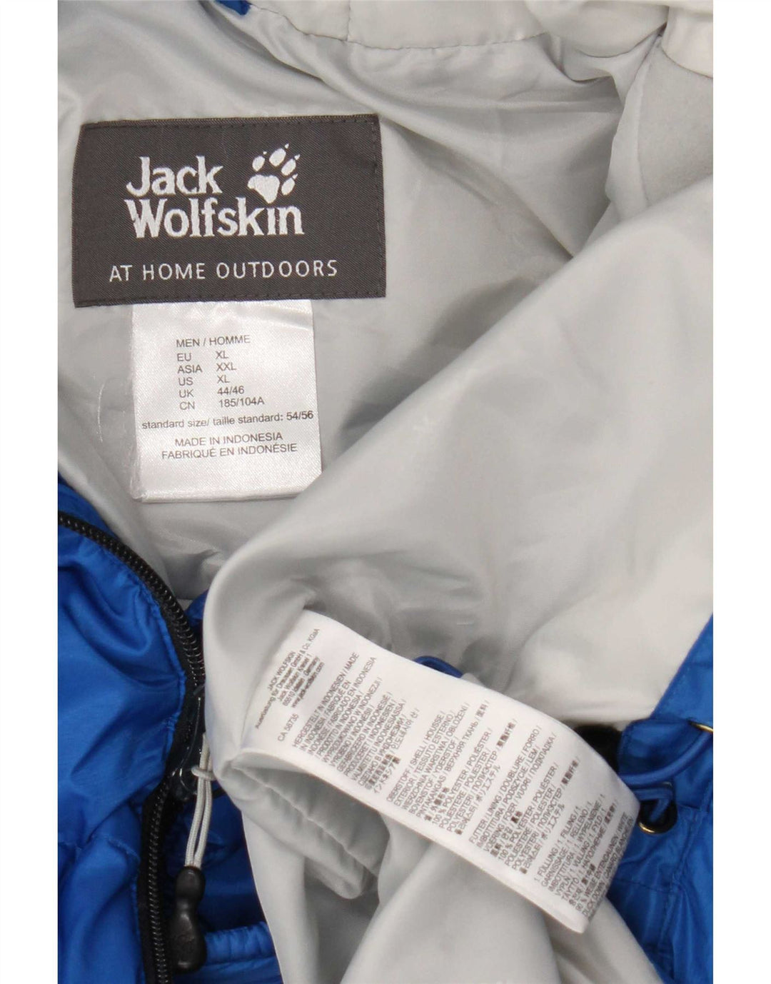 Jack Wolfskin Veste matelassée à capuche pour homme UK 44/46 XL Bleu Polyester
