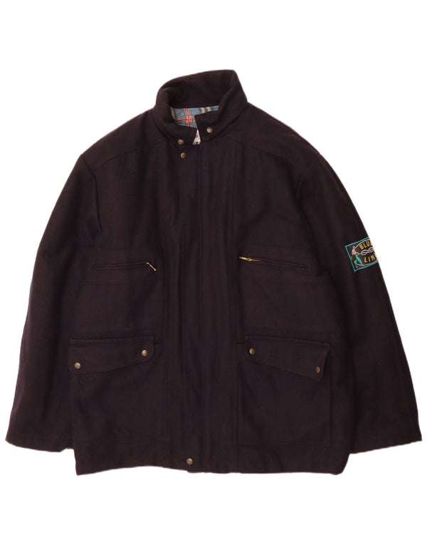 vintage Mens Yachting Coupe-vent Manteau UK 42 XL Bleu Marine