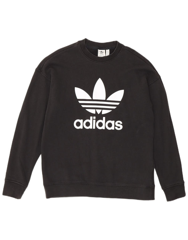 Adidas Sweat-shirt surdimensionné graphique pour femme UK 10 Petit coton noir