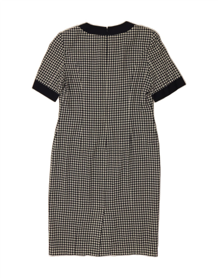 LES COPAINS Womens Sheath Dress IT 46 Large Navy Blue Gingham Wool Vintage Les Copains and Second-Hand Les Copains from Messina Hembry 