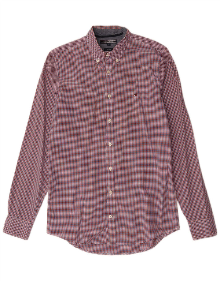 Tommy Hilfiger Chemise Slim Fit pour Homme en Coton Vichy Rouge Petit