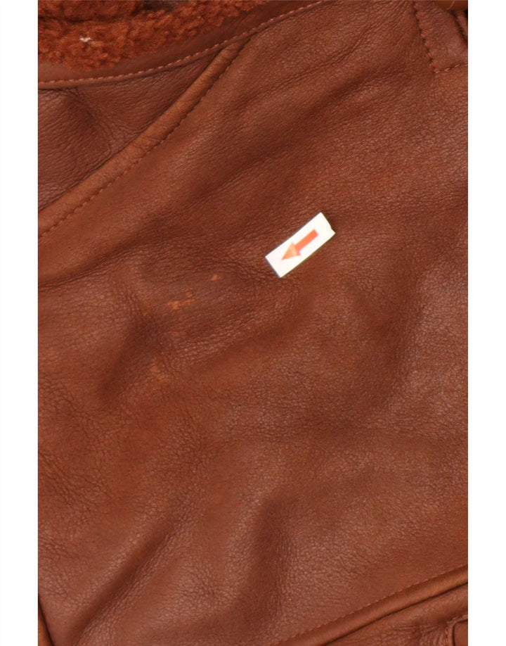 veste en peau de mouton surdimensionnée femme vintage EU 42 Grand Brun