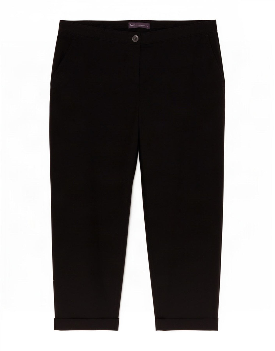 Marks & Spencer Pantalon capri régulier pour femme UK 14 Large W34 L24 Noir