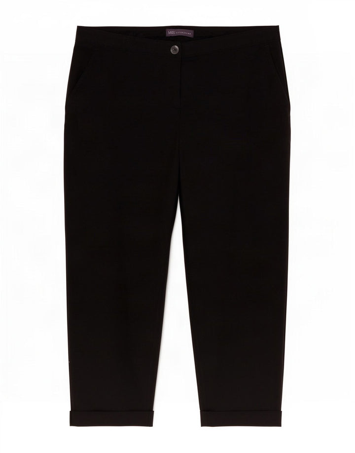 Marks & Spencer Pantalon capri régulier pour femme UK 14 Large W34 L24 Noir
