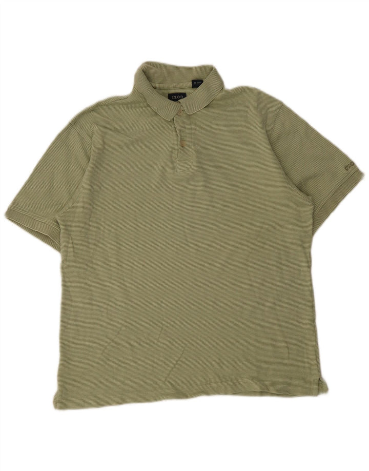 Izod Polo Homme Vert Moyen En Coton À Fines Rayures