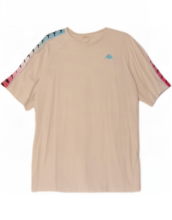 Kappa T-Shirt Graphique Top XL Homme Blanc Cassé Coton