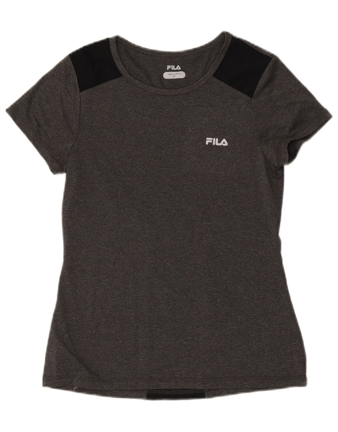 Fila T-Shirt Femme Top UK 8 Petit Gris Colorblock Polyester