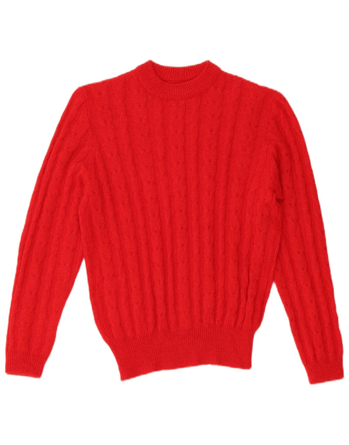 VINTAGE Femme Crew Neck Jumper Pull UK 10 Petit Rouge