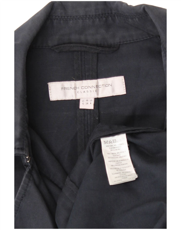 French Connection Trench-Coat Femme UK 10 Petit Coton Bleu Marine