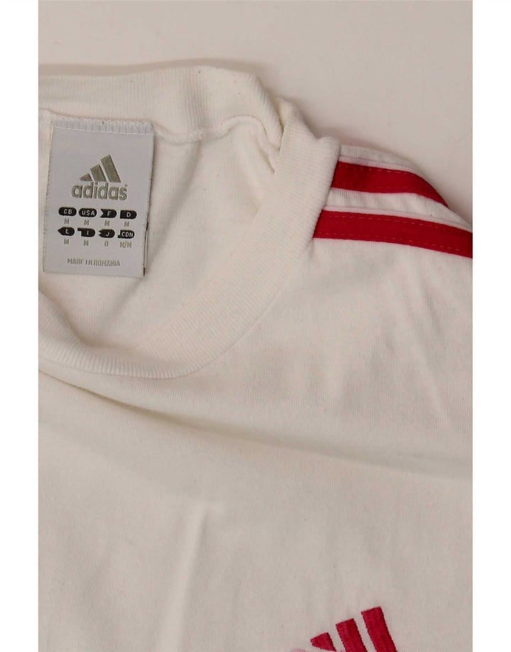 Adidas T-Shirt Femme Top UK 12 Coton Blanc Moyen