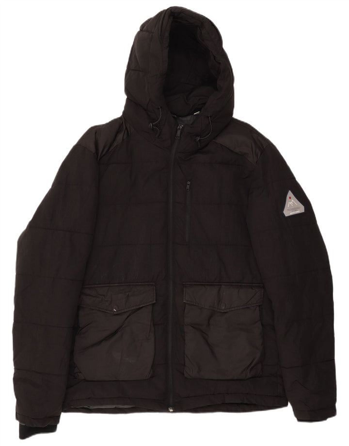 JACK & JONES Veste matelassée à capuche pour homme UK 40 Large Noir Nylon
