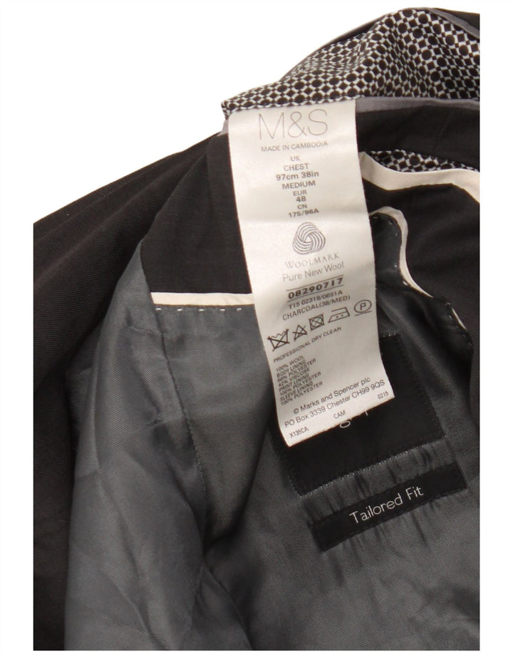 Marks & Spencer Veste blazer à 2 boutons pour homme UK 38 Gris moyen Laine vierge