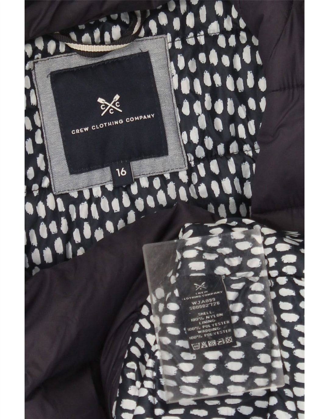 CREW CLOTHING Veste matelassée pour femme UK 16 Large Bleu Marine Nylon