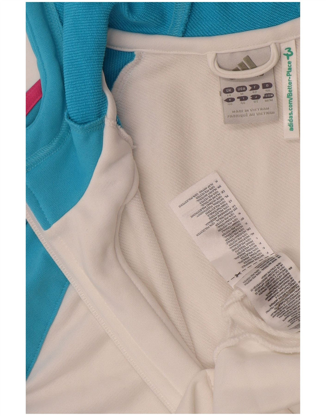 Adidas Pull à capuche zippé pour femme UK 14 Polyester color block blanc moyen