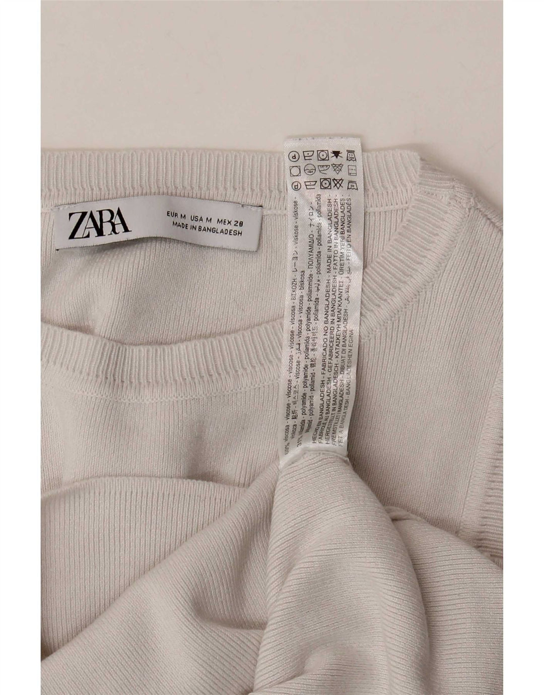 Zara Femmes Crop Débardeur UK 12 Moyen Blanc Viscose