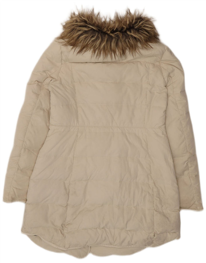 Zara Manteau rembourré pour femme UK 14 Large Polyester Blanc Cassé