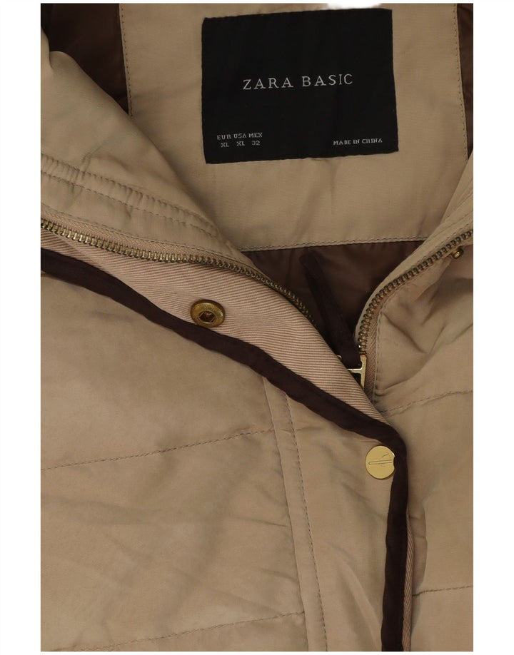Zara Veste matelassée pour femme UK 18 XL Beige Polyester